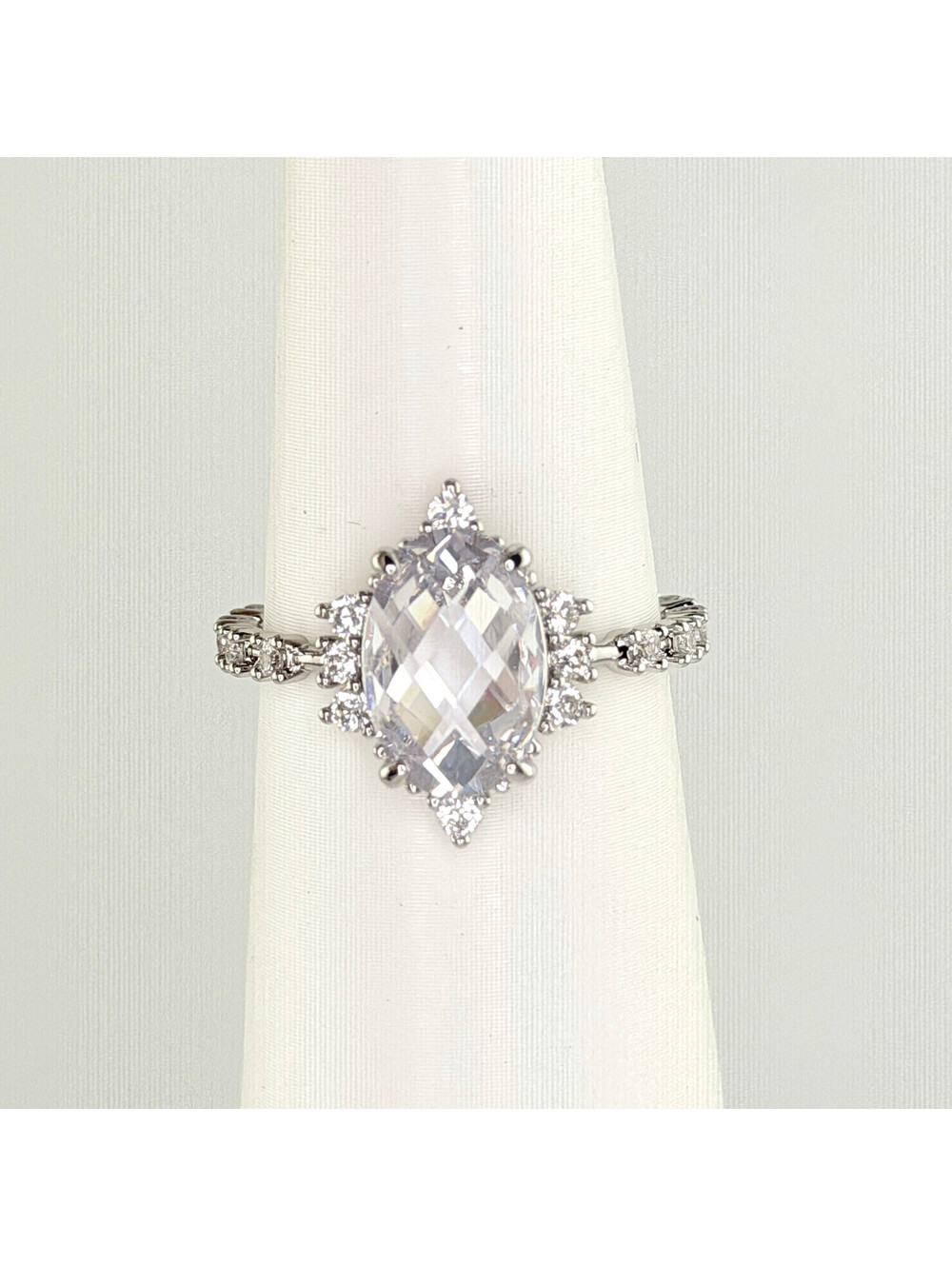 Bomb Party April Ring Sz 9 "Love Wins Again" Clear Cz on Rhodium RG18408